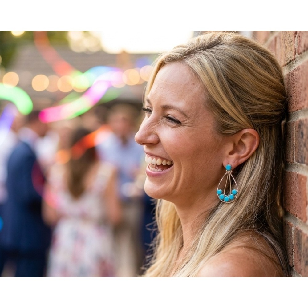 Zuni Earrings Native American Handmade Jewelry Turquoise Southwest‎ Fashion ***